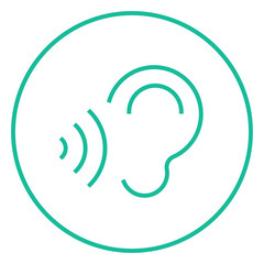 Ear and sound waves line icon.