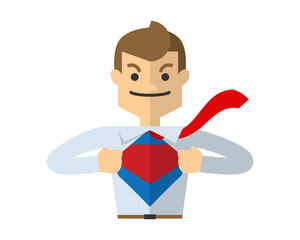 Vector of businessman open his shirt like super hero, superman, showing his confident