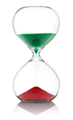 Hourglass with green and red sand