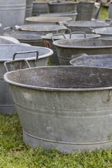 old ornamental bucket to garden