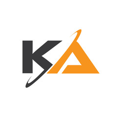 KA initial logo with double swoosh - obrazy, fototapety, plakaty