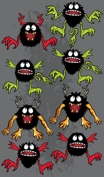 cartoon monster imp mascot toy cartoon vector illustration