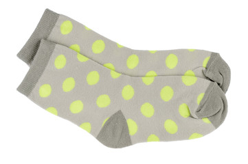 Pair of kid socks isolated.