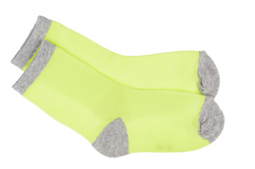 Pair of kid socks isolated.