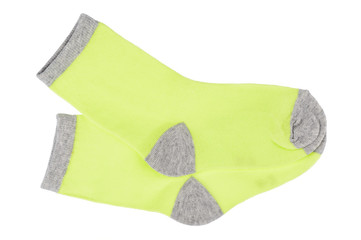Pair of kid socks isolated.