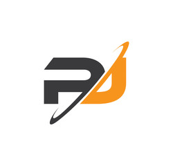 PJ initial logo with double swoosh
