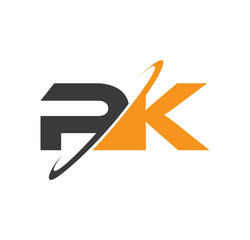 PK initial logo with double swoosh
 - obrazy, fototapety, plakaty