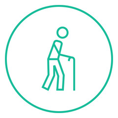 Man with cane line icon.