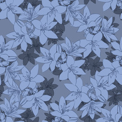 Leaf background. Floral seamless texture with lily