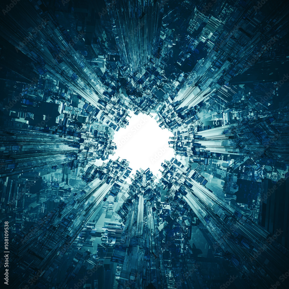 Wall mural the technocore nucleus / 3d render of futuristic science fiction structure