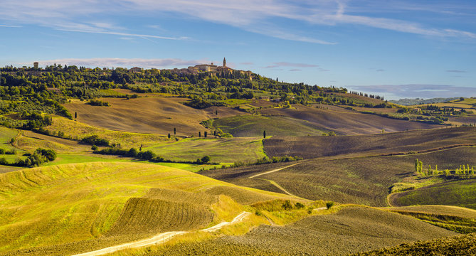 wonderful autumn landscape of Tuscan fields
