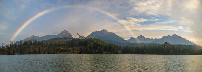 mountain lake,rainbow over the mountains