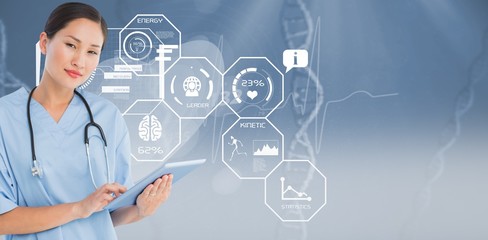 Composite image of surgeon using digital tablet