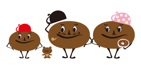 Vector illustration of coffee bean family character