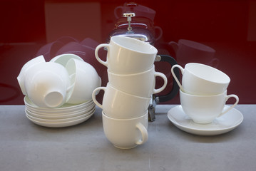 Coffee and tea cup on the table