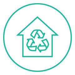 House with recycling symbol line icon.