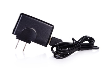 AC to DC power adapter isolated on white background