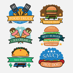Set of colorful cartoon fast food icon