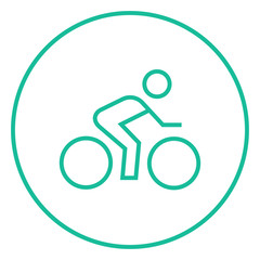 Man riding  bike line icon.