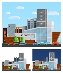 Shopping Mall Building Compositions Set
