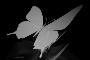 Fototapeten Papieren vlinder op abstracte bloem © emieldelange
