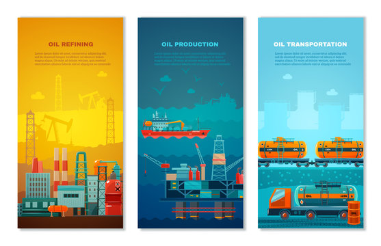 Petroleum Industry Vertical Banners Set 