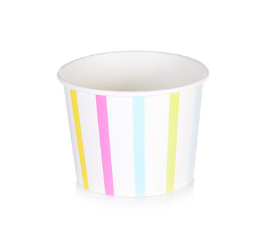 ice cream paper cups on white background