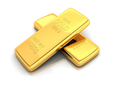 Two gold bar 3d