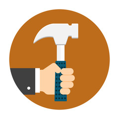 Man hand holding hammer