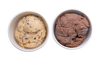 Ice cream in a paper cup on white background