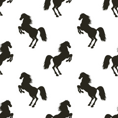 Vector seamless pattern with rearing horse.