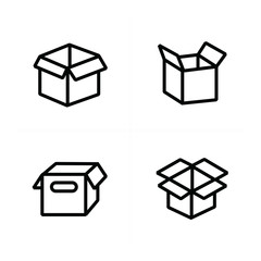 set of parcel box, open box icons