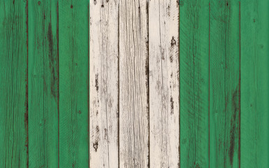 Flag of Nigeria painted on wooden frame