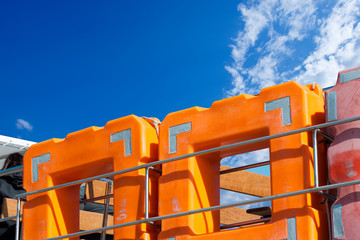 Square lifebuoys in a Ferry Boat