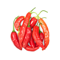 Red hot chili peppers on white