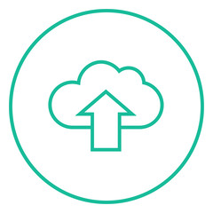 Cloud with arrow up line icon.