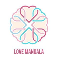 United hearts concept - eight hearts entwined in circle as a symbol of  charity and help