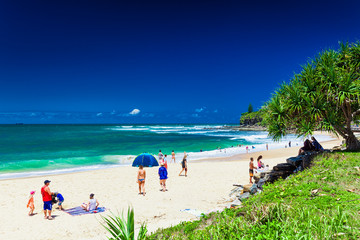 CALOUNDRA, AUS - DEC 06 2015: Hot sunny day at Dicky Beach Calun