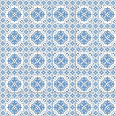 Retro Floor Tiles patern, traditional blue and white Dutch tiles