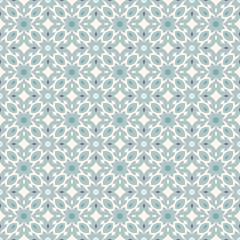 Retro Floor Tiles patern with small flowers and leaves in teal colors