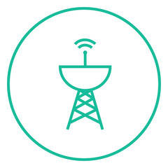Radar satellite dish line icon.