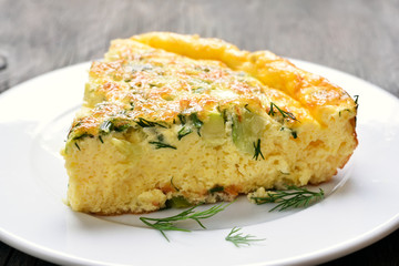 Omelet on white plate