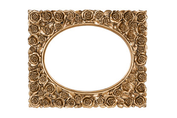 Bronze carved picture frame isolated over white with clipping path.