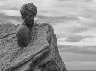 Philippe Cousteau bust seaside Anchor Museum, Asturias, Spain