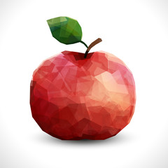 Realistic unusual polygonal isolated Apple. Modern vector editable template