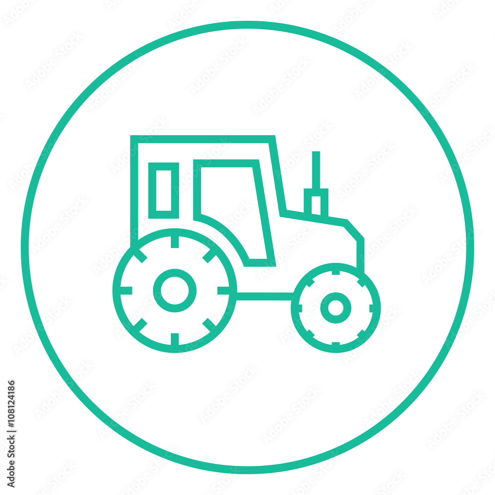 Poster tractor line icon.