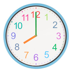 Colorful clock showing eight o'clock