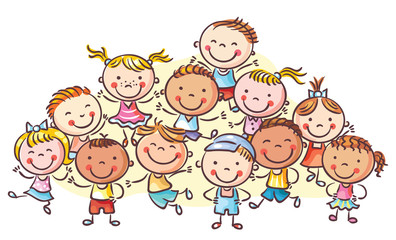 A group of happy kids, no gradients