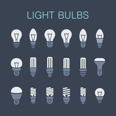 Light bulbs. Bulb icon set