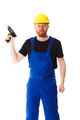 Man builder in the uniform, isolated